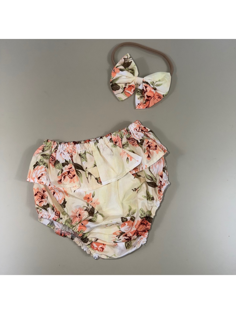 Baby Girls Floral Ruffle Bloomers & Bow 9-12M